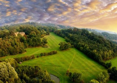 Photo looking down on The Fish Hotel and the Farncombe Estate