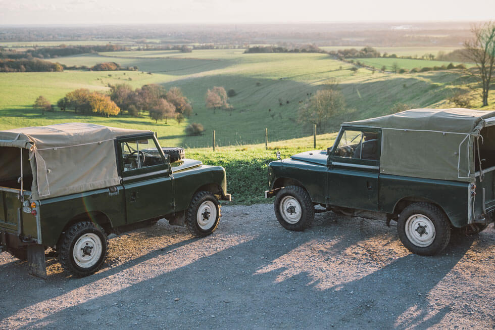 Photo of vintage Land Rovers