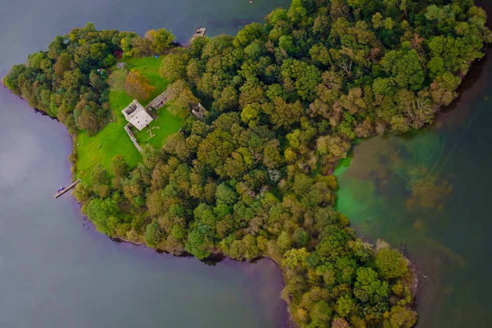 Looking down on the private island of Kinross House Photo looking down on the private island of Kinross House