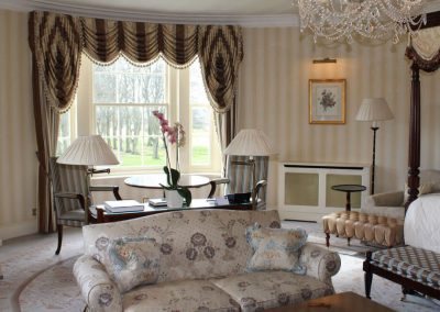 Photo of the lounge of the Grand Master Suite at Lucknam Park