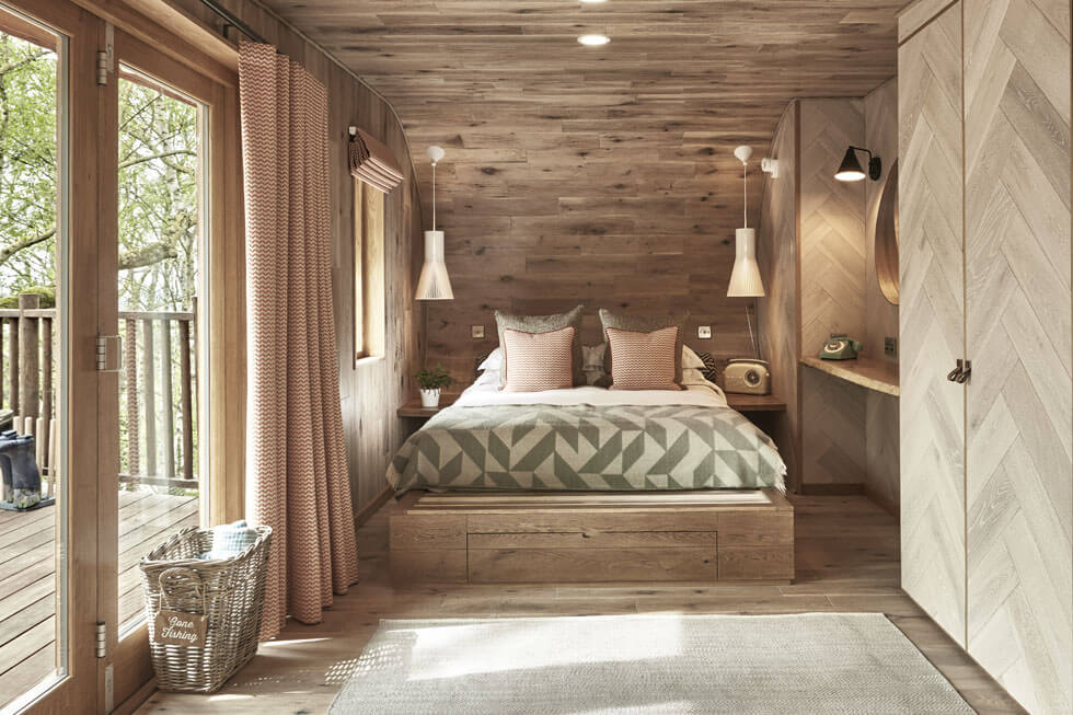 Photo of the bedroom in a treehouse at The Fish Hotel