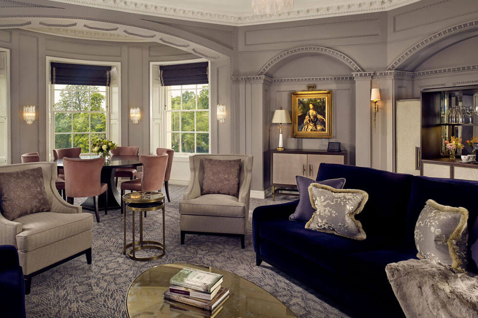 Photo of a bedroom lounge and the Presidential Suite lounge at The Langley