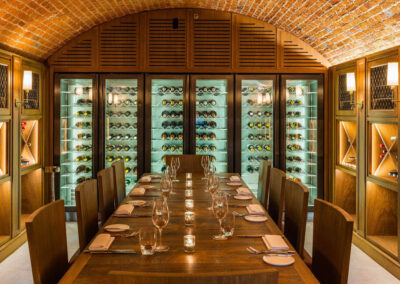 Photo of a dinner in the wine cellar at The Langley